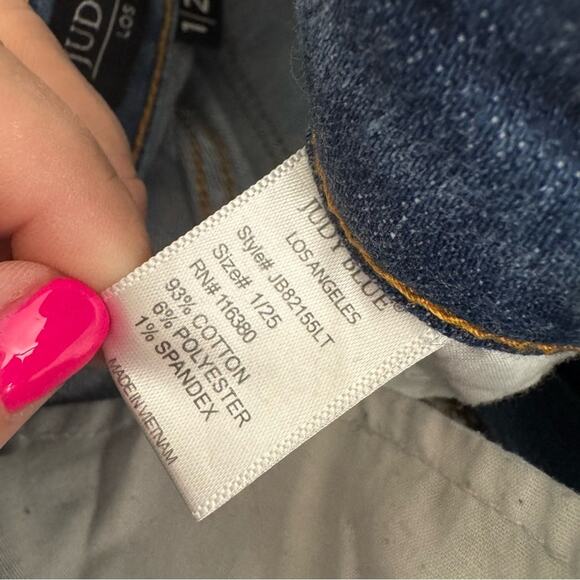 Judy Blue jean bleach splatter ripped raw hem size 1 denim Distressed Blue Jeans - Picture 11 of 12